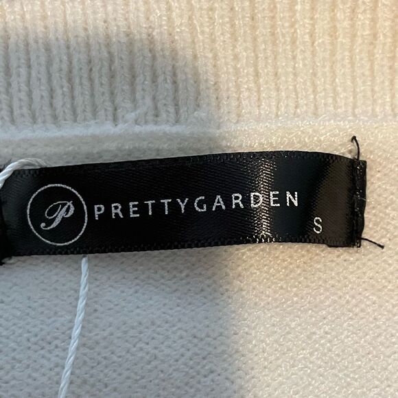 Pretty Garden Colorblock Sweater Mini Dress Cream Tan Knit S - Picture 8 of 10